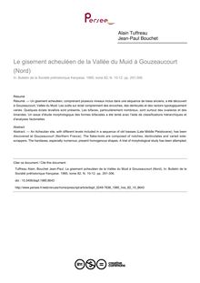 Le gisement acheuléen de la Vallée du Muid à Gouzeaucourt (Nord) - article ; n°10 ; vol.82, pg 291-306