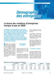 Démographie des entreprises : le boom des créations d entreprises marque le pas en 2005 (Octant n°105)