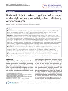 Brain antioxidant markers, cognitive performance and acetylcholinesterase activity of rats: efficiency of Sonchus asper