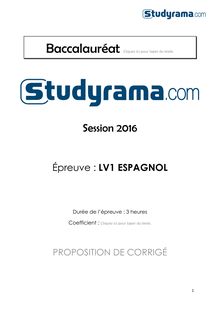 Corrige BACES Espagnol LV1 2016