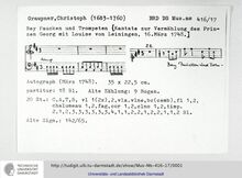 Partition complète et parties, Bey Paucken und Trompeten, 1748