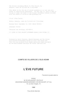 L Eve Future par comte de Auguste Villiers de L Isle