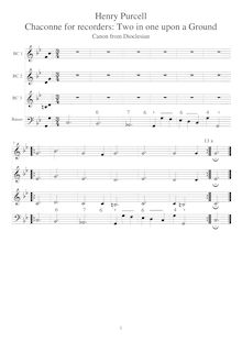 Partition Partial Score (TTB enregistrements et basse instrument), Dioclesian, Z.627