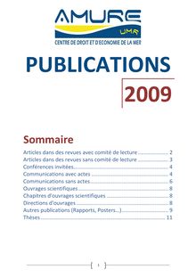 Liste des publications 2009 (pdf) - Sommaire