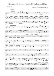 Partition violons II, hautbois et basson Concerto en B flat major