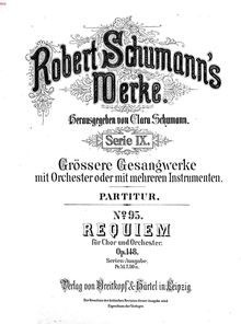 Partition complète, Requiem, Op.148, Schumann, Robert par Robert Schumann
