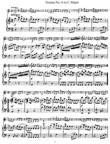 Partition No.6 en C Major, violon sonates, Haydn, Joseph