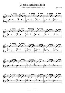 Partition Prelude No.1 en C major, BWV 846, Das wohltemperierte Klavier I