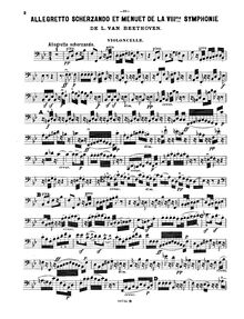 Partition de violoncelle, Symphony No.8, F major, Beethoven, Ludwig van