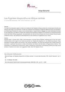 Les Pygmées d aujourd hui en Afrique centrale - article ; n°1 ; vol.61, pg 5-35