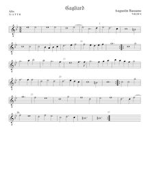 Partition ténor viole de gambe 1, octave aigu clef, pavanes et Galliards pour 5 violes de gambe
