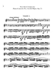 Partition violons I, Piano Concerto No.3, E♭ major, Tchaikovsky, Pyotr