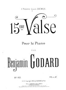 Partition complète, 15ème Valse pour le piano, E♭ major, Godard, Benjamin