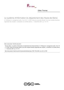 Le système d information du département des Hauts-de-Seine - article ; n°3 ; vol.20, pg 131-141