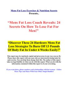 Mens Fat Loss Coach Reveals 24 Hardcore Secrets On How To Lose Fat For Men!