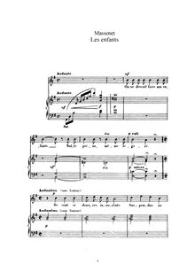 Partition complète (G Major: haut voix et piano), Les enfants