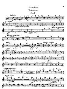 Partition hautbois 1, 2, Totentanz, Paraphrase über Dies Irae, Liszt, Franz