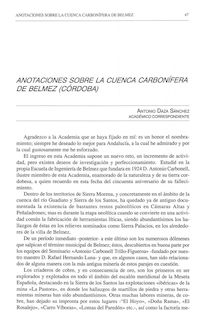 Anotaciones sobre la cuenca carbonífera de Belmez (Córdoba)