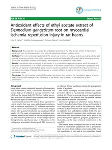 Antioxidant effects of ethyl acetate extract of Desmodium gangeticumroot on myocardial ischemia reperfusion injury in rat hearts