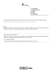 Le gisement Pléistocène moyen de Puig d en Roca (Espagne) - article ; n°7 ; vol.85, pg 204-209