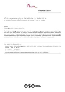 Culture généalogique dans l Italie du XVIe siècle - article ; n°4 ; vol.46, pg 789-805