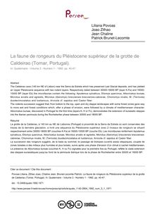 La faune de rongeurs du Pléistocene supérieur de la grotte de Caldeirao (Tomar, Portugal). - article ; n°1 ; vol.3, pg 40-47