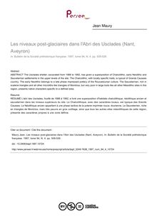 Les niveaux post-glaciaires dans l Abri des Usclades (Nant, Aveyron) - article ; n°4 ; vol.94, pg 509-526