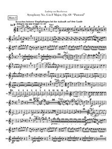 Partition cor 1, 2 (F, B♭), Symphony No.6, Pastoral, F major, Beethoven, Ludwig van
