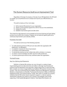 The Human Resource Audit as an Improvement Tool