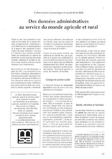 L observatoire économique et social de la MSA (Mutualité sociale agricole):  des données administratives au service du monde agricole et rural - Numéro 87-88 - décembre 1998