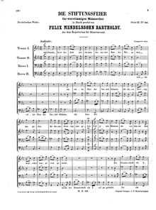 Partition complète, Die Stiftungsfeier, WoO 22, Mendelssohn, Felix