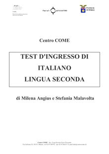 Test d ingresso italiano lingua seconda - Apprendre l italien en ligne