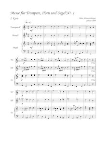 Partition Kyrie, Mass No. 1 pour trompette, French cor et orgue