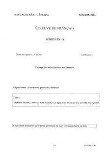 Baccalaureat 2006 francais sciences economiques et sociales