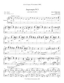 Partition Impromptu No 3, Livre d Orgue, 5e livraison, Livre d’orgue : Pièces simples composées spécialement pour le service ordinaire, 5e livraison par A. Périlhou.