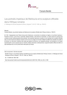 Les portraits impériaux de Markouna et la sculpture officielle dans l Afrique romaine - article ; n°2 ; vol.95, pg 785-815