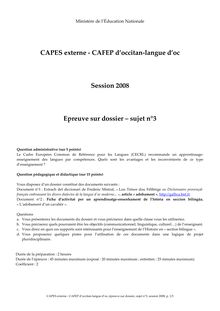 CAPES externe CAFEP d occitan langue d oc épreuve sur dossier sujet n°3 session p