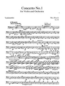 Partition violoncelle, violon Concerto No 1, G minor, Bruch, Max