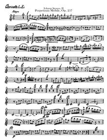 Partition clarinette 1 (en E♭), 2 (en B♭), Perpetuum Mobile, Op.257