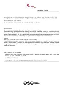 Un projet de décoration du peintre Courmes pour la Faculté de Pharmacie de Paris - article ; n°262 ; vol.72, pg 221-236