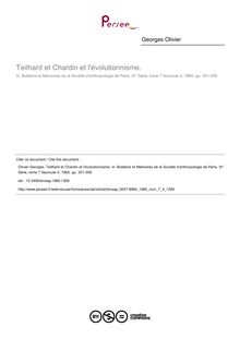 Teilhard et Chardin et l évolutionnisme. - article ; n°4 ; vol.7, pg 351-359