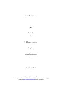 Partition complète, Piano Sonata No.8, E♭ minor, Novegno, Roberto