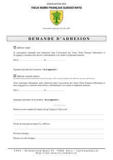 Bulletin d adhésion aux VNFS (fichier pdf nécessite - DEMANDE D ...