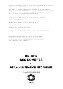 Histoire des nombres et de la numération mécanique par Jacomy