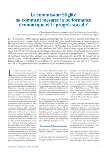 La commission Stiglitz ou comment mesurer la performance économique et le progrès social ?