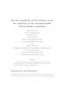On the regularity of the bilinear term for solutions to the incompressible