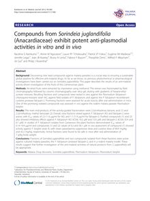 Compounds from Sorindeia juglandifolia (Anacardiaceae) exhibit potent anti-plasmodial activities in vitro and in vivo