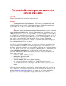 Choose the Honolulu process servers for service of process