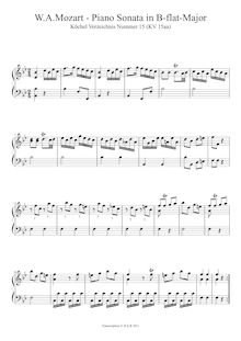 Partition Piano Sonata en B-flat major, K.15aa, pour London Sketchbook