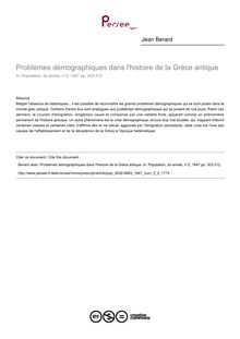 Problèmes démographiques dans l histoire de la Grèce antique - article ; n°2 ; vol.2, pg 303-312